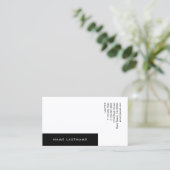 ホワイトブラックモダンビジネスミニマルカード 名刺 (スタンド正面)