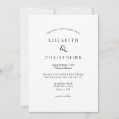 ホワイトブラックモダンミニマシンプルリス結婚ト 招待状 (正面)