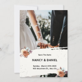 ホワイトブラックモダンミニマル結婚式招待状 招待状