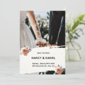 ホワイトブラックモダンミニマル結婚式招待状 招待状 (スタンド正面)