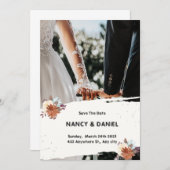 ホワイトブラックモダンミニマル結婚式招待状 招待状 (正面/裏面)