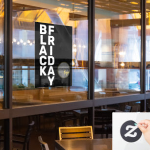 ホワイトブラックモダン・フライデー・ビジネス・ロゴ・ディスプレイ ウィンドウサイン