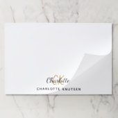 ホワイトブラックモノグラムイニシャルスクリプト ペーパーパッド (折り畳み)