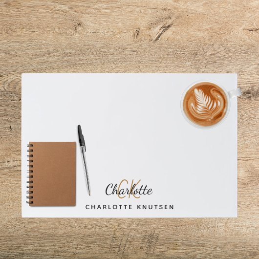 ホワイトブラックモノグラムイニシャルスクリプト ペーパーパッド