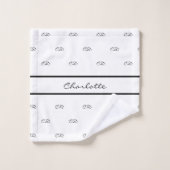 ホワイトブラックモノグラムイニシャルパターン名モダン バスタオルセット (ウォッシュタオル)