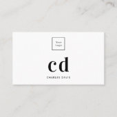 ホワイトブラックモノグラムイニシャルロゴ 名刺 (正面)