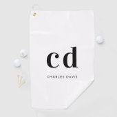 ホワイトブラックモノグラムイニシャル名ミニマル主義者 ゴルフタオル (インサイチュ)