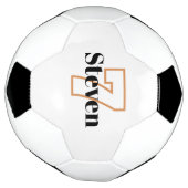 ホワイトブラックモノグラムイニシャル名番号 サッカーボール (回転)