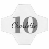 ホワイトブラックモノグラムイニシャル名番号 サッカーボール (フラット)