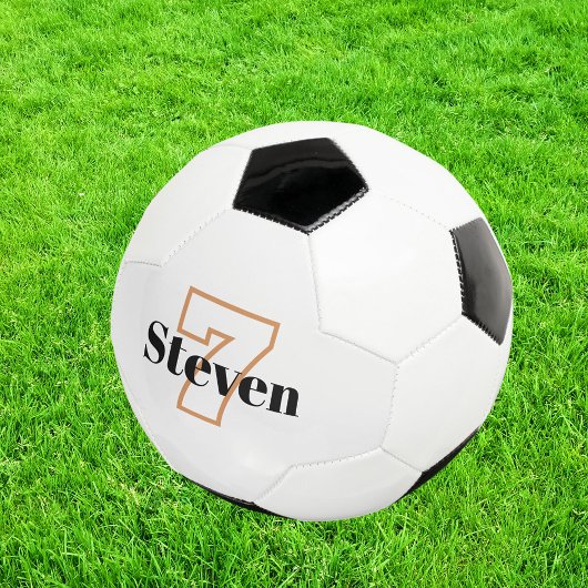 ホワイトブラックモノグラムイニシャル名番号 サッカーボール