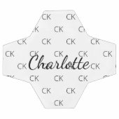 ホワイトブラックモノグラムイニシャル名 サッカーボール (フラット)