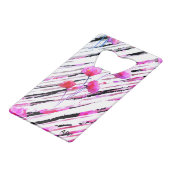 *~*ホワイトブラックラベンダーピンクポピーパターン クレジットカード栓抜き (裏面アングル)