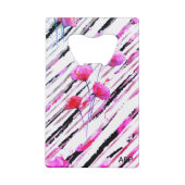 *~*ホワイトブラックラベンダーピンクポピーパターン クレジットカード栓抜き (裏面)