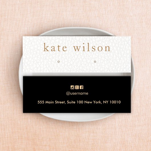 ホワイトブラックレザースタッドイヤリングディスプレイカード