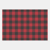 ホワイトブラックレッドグリーンバッファロープレイド ラッピングペーパーシート (正面2)