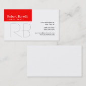 ホワイトブラックレッドストライプモノグラム名刺 名刺 (正面/裏面)