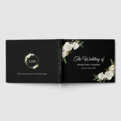 ホワイトブラックヴィンテージ結婚フローラ ゲストブック (全面)