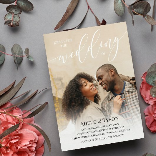 ホワイトブラック入会Usフォトダブル結婚サイド 招待状