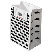 ホワイトブラック卒業卒業グラッドキャップスカスタム ミディアムペーパーバッグ (裏面アングル)