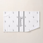 ホワイトブラック対モノグラムのパターン名スクリプト バスタオルセット (ハンドタオル)