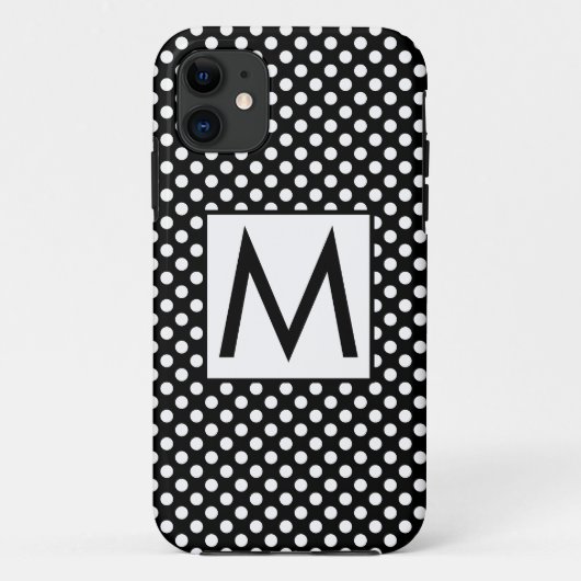 ホワイトブラック水玉模様イニシャル文字 Case-Mate iPhoneケース (裏面)