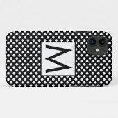 ホワイトブラック水玉模様イニシャル文字 Case-Mate iPhoneケース (裏面(横))