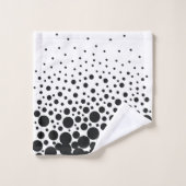 ホワイトブラック水玉模様 バスタオルセット (ウォッシュタオル)