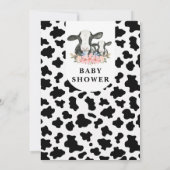 ホワイトブラック牛プリントフローラホーリーカウベビーシャワー 招待状