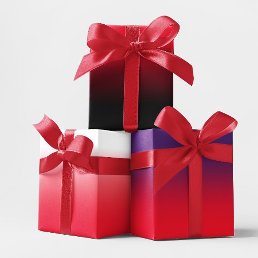 ホワイトブラック王室のパープルとレッドのミッグラデーションクス ラッピングペーパーシート