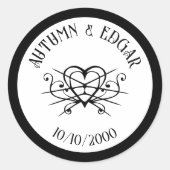 ホワイトブラック結婚ゴシック ラウンドシール (正面)