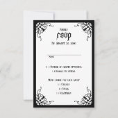 ホワイトブラック結婚ゴシック 出欠カード (正面)