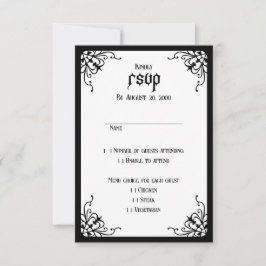 ホワイトブラック結婚ゴシック 出欠カード
