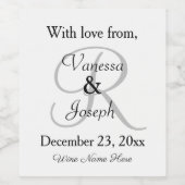 ホワイトブラック結婚ズモノグラム ワインラベル (シングルラベル)