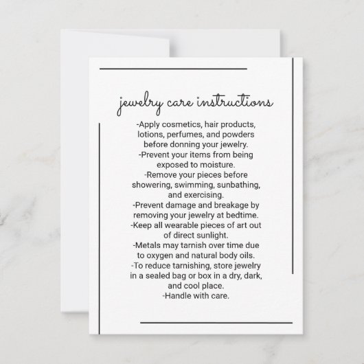 ホワイトブラック縁どスクリプトジュエリー気に命令 ノートカード (正面)