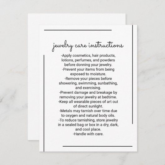 ホワイトブラック縁どスクリプトジュエリー気に命令 ノートカード (正面/裏面)