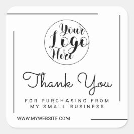 ホワイトブラック縁どスクリプトロゴ スクエアシール