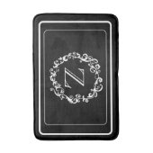 ホワイトブラック縁どデザインモノグラム文字 バスマット (正面縦)