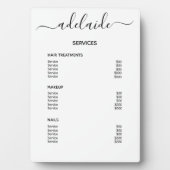 ホワイトブラック美容師サロン価格表サービス フォトプラーク (正面)