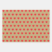 ホワイトブラック赤いハート、金ゴールドグリッタースパーク ラッピングペーパーシート (正面3)