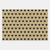 ホワイトブラック赤いハート、金ゴールドグリッタースパーク ラッピングペーパーシート (正面2)