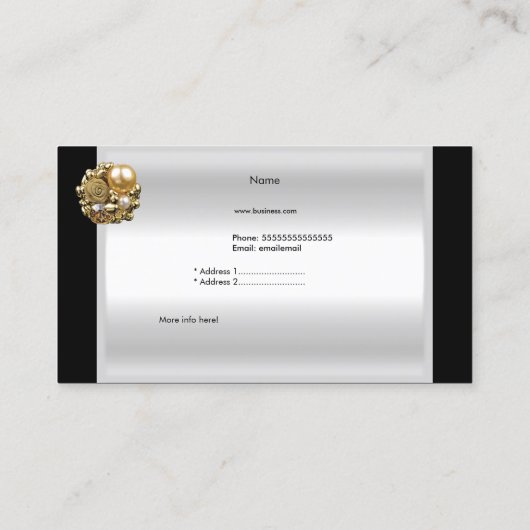 ホワイトブラック金ゴールドエレガントブティック金ゴールドプロファイル 名刺 (裏面)