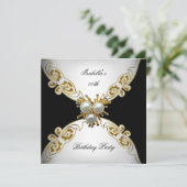 ホワイトブラック金ゴールドパールバースデーパーティー 招待状 (スタンド正面)