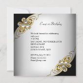 ホワイトブラック金ゴールドパールバースデーパーティー 招待状 (裏面)