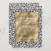 ホワイトブラック金ゴールドヒョウ印刷 招待状 (正面/裏面)