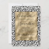 ホワイトブラック金ゴールドヒョウ印刷 招待状 (正面)