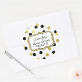 ホワイトブラック金ゴールド紙吹雪ブライダルシャワーメッセージカード ラウンドシール (封筒)