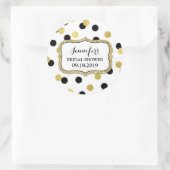 ホワイトブラック金ゴールド紙吹雪ブライダルシャワーメッセージカード ラウンドシール (バッグ)