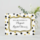 ホワイトブラック金ゴールド紙吹雪ブライダルシャワー 招待状 (スタンド正面)