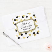 ホワイトブラック金ゴールド紙吹雪ベビーシャワーメッセージカード スクエアシール (封筒)