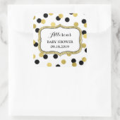 ホワイトブラック金ゴールド紙吹雪ベビーシャワーメッセージカード スクエアシール (バッグ)